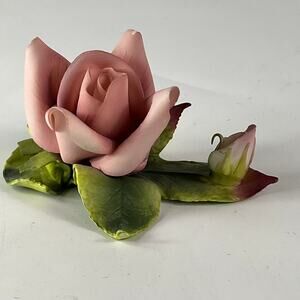 Enesco Porcelain Dusty Pink Rose Flower Figurine 2" CHIPPED Forever Gift Bisque